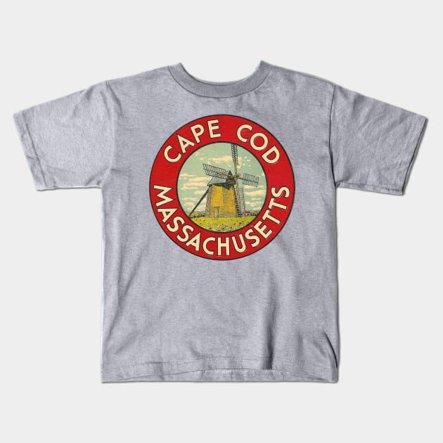 Cape Cod Massachusetts Vintage Kids T-Shirt by Hilda74